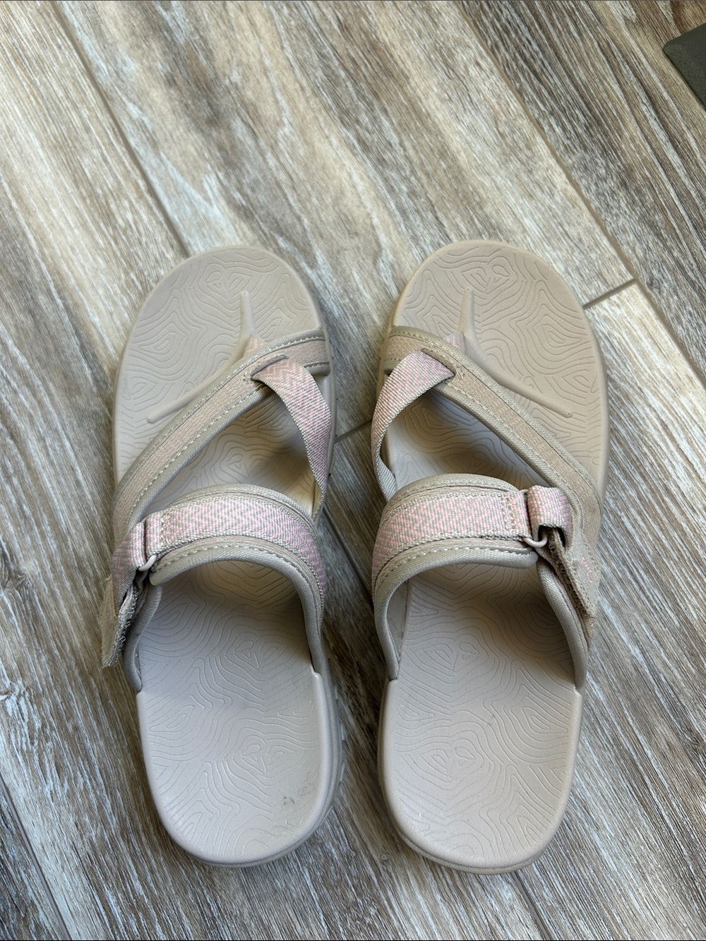 Skechers Women's Beige Sandals with Pink Accents
